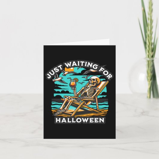 Wachten op Halloween Spooky Skeleton Summer Kaart (Voorkant)
