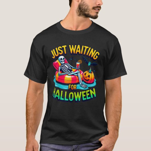 Wachten op Halloween Spooky Skeleton Summer T-shirt (Voorkant)