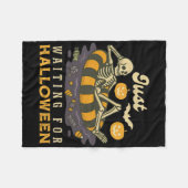Wachten op Halloween Spooky Skeleton Trick Fleece Deken (Voorkant (Horizontaal))