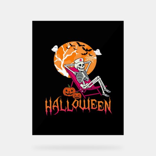 Wachten op Halloween Summer Nurse Skeleton P Acryl Bord (Voorkant)