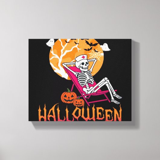 Wachten op Halloween Summer Nurse Skeleton P Canvas Afdruk (Voorkant)