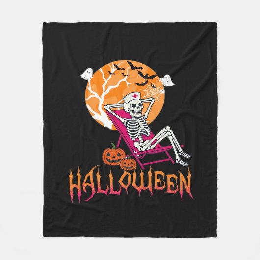Wachten op Halloween Summer Nurse Skeleton P Fleece Deken (Voorkant)