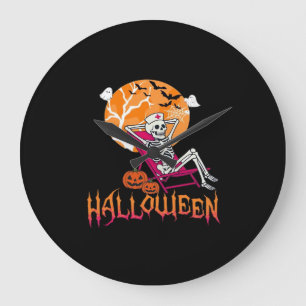 Wachten op Halloween Summer Nurse Skeleton P Grote Klok