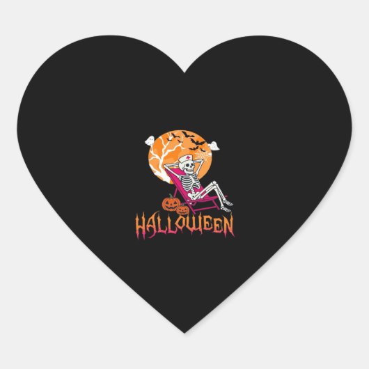 Wachten op Halloween Summer Nurse Skeleton P Hart Sticker (Voorkant)