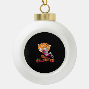 Wachten op Halloween Summer Nurse Skeleton P Keramische Bal Ornament