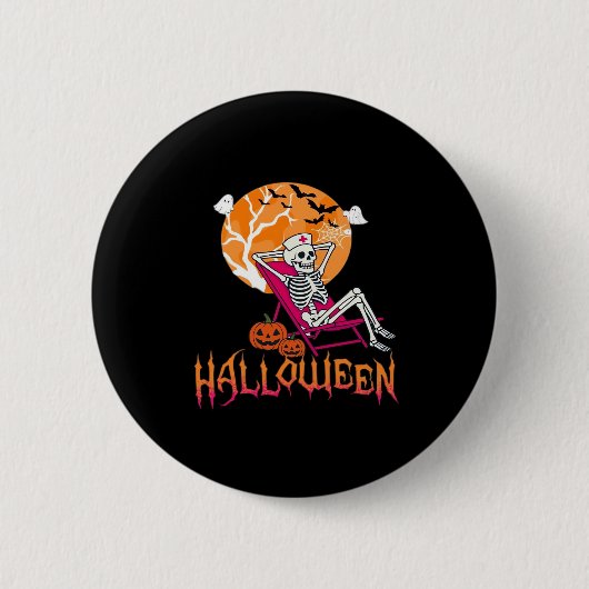 Wachten op Halloween Summer Nurse Skeleton P Ronde Button 5,7 Cm (Voorkant)