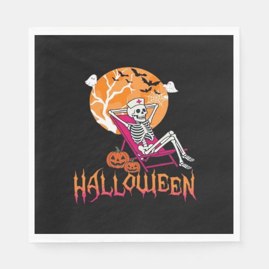 Wachten op Halloween Summer Nurse Skeleton P Servet (Voorkant)