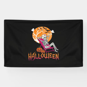 Wachten op Halloween Summer Nurse Skeleton P Spandoek