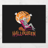 Wachten op Halloween Summer Nurse Skeleton P Sparkling Wijnetiket (Enkel label)