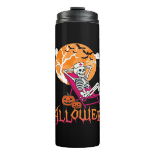 Wachten op Halloween Summer Nurse Skeleton P Thermosbeker