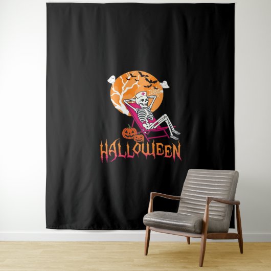 Wachten op Halloween Summer Nurse Skeleton P Wandkleed (In situ)