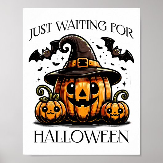Wachten op Halloween Summer Spooky Pumpkin Poster (Voorkant)