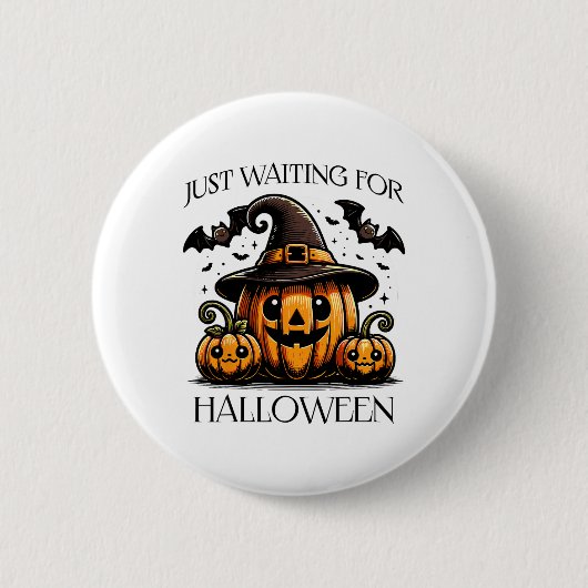 Wachten op Halloween Summer Spooky Pumpkin Ronde Button 5,7 Cm (Voorkant)