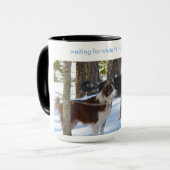 wachten op het eerste storm van de winter mok (Voorkant links)