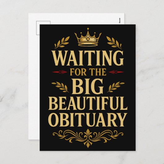 Wachten op het grote mooie overlijdensbericht feestdagenkaart (Voorkant / Achterkant)
