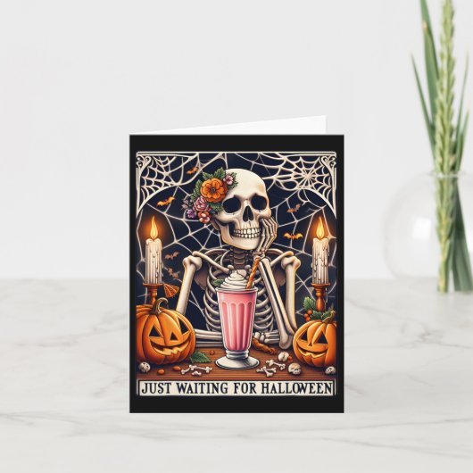Wachten op het Halloween skelet Kaart (Voorkant)