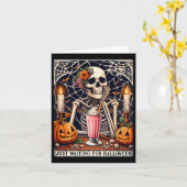 Wachten op het Halloween skelet Kaart (Gele Bloem)