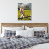 Wachten op het Storm - Red tail Hawk Canvas Afdruk (Insitu (Slaapkamer))