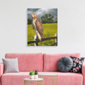 Wachten op het Storm - Red tail Hawk Canvas Afdruk (Insitu (Woonkamer))
