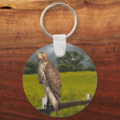 Wachten op het Storm - Red tail Hawk Sleutelhanger (Voorkant)