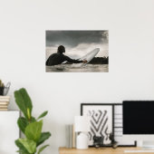 Wachten op het Surf van de Golf van de Kunstsurfer Poster (Thuiskantoor)