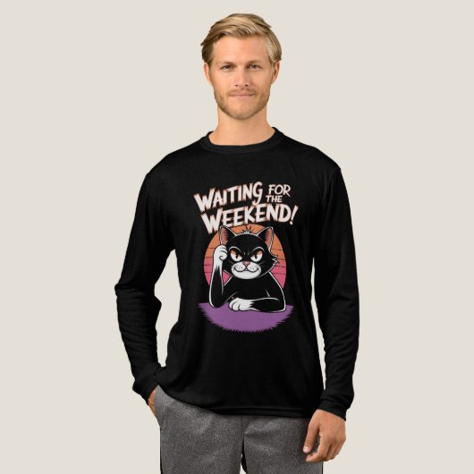 Wachten op het weekend - Grumpy Cat Retro Sunset Tri-Blend Shirt (Voorkant)