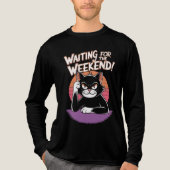 Wachten op het weekend - Grumpy Cat Retro Sunset Tri-Blend Shirt (Voorkant volledig)