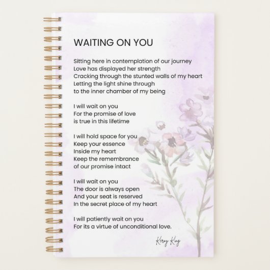 Wachten op je liefde voor poëzie planner (Voorkant)