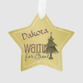 Wachten op kerstboom gepersonaliseerd ornament (achterkant)