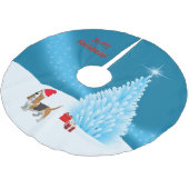 Wachten op kerstboomrok met Santa Basset Hound Kerstboom Rok (Gekanteld)