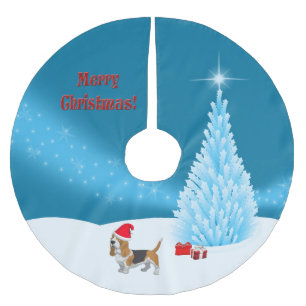 Wachten op kerstboomrok met Santa Basset Hound Kerstboom Rok