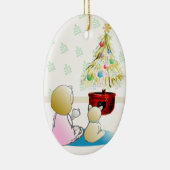 Wachten op kerstkerstversiering keramisch ornament (Rechts)