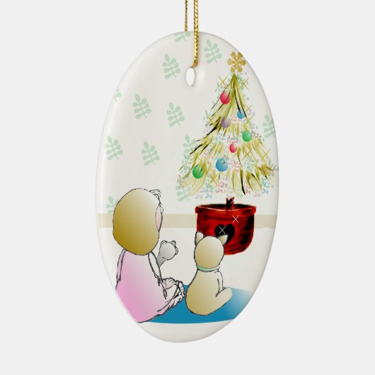 Wachten op kerstkerstversiering keramisch ornament (Rechts)