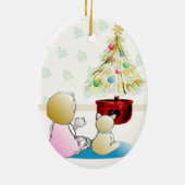 Wachten op kerstkerstversiering keramisch ornament (Achterkant)