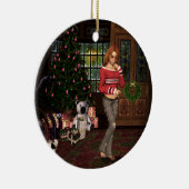 Wachten op kerstkerstversiering keramisch ornament (Rechts)