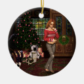 Wachten op kerstkerstversiering keramisch ornament (Voorkant)