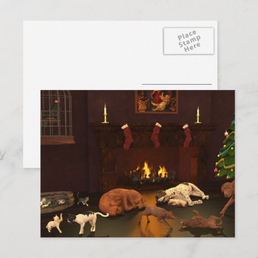 Wachten op kerstmis briefkaart (Voorkant / Achterkant)