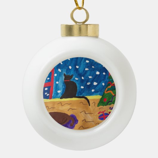 Wachten op Kerstmis Keramische Bal Ornament (Voorkant)