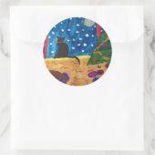 Wachten op Kerstmis Ronde Sticker (Tas)