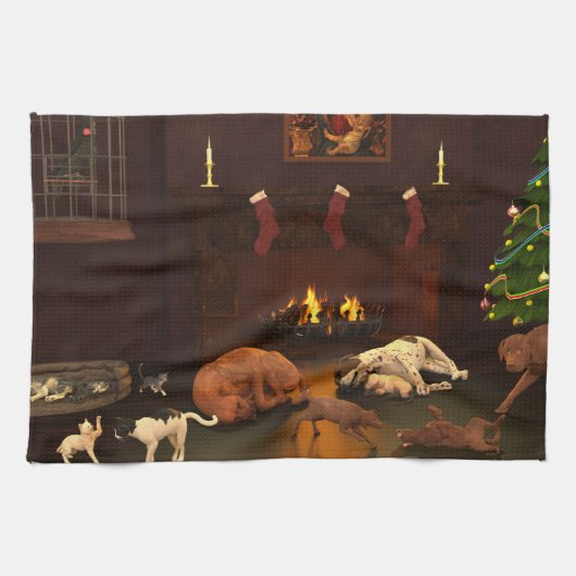 Wachten op kerstmis theedoek (Horizontaal)