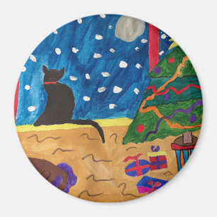 Wachten op kerstnet magneet