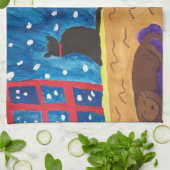 Wachten op kersttheehanddoeken theedoek (Gevouwen)