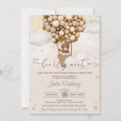 Wachten op neutraal luchtballon Teddy Baby shower Kaart (Voorkant)