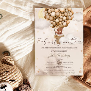 Wachten op neutraal luchtballon Teddy Baby shower Kaart