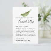 Wachten op onze kleine zoete erwt bedankje bedankkaart (Staand voorkant)