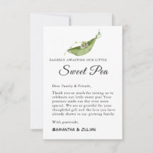 Wachten op onze kleine zoete erwt bedankje