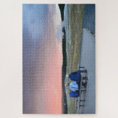 Wachten op oude trouwe Geyser op Sunset Legpuzzel (Verticaal)