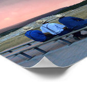 Wachten op oude trouwe Geyser op Sunset Poster (Hoek)