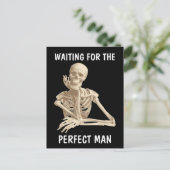 WACHTEN OP PERFECT MAN SKELETON FUNNY BRIEFKAARTEN (Staand voorkant)