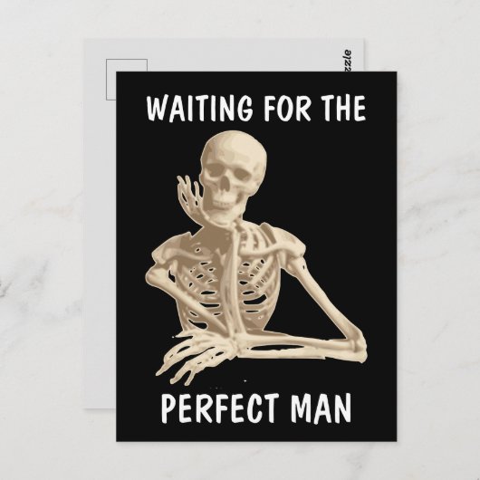WACHTEN OP PERFECT MAN SKELETON FUNNY BRIEFKAARTEN (Voorkant / Achterkant)
